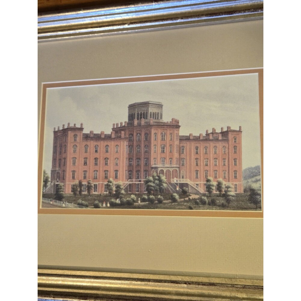 Cowles Hall Print Elmira College NY, Professionally Framed And Matted 16 X 13.5